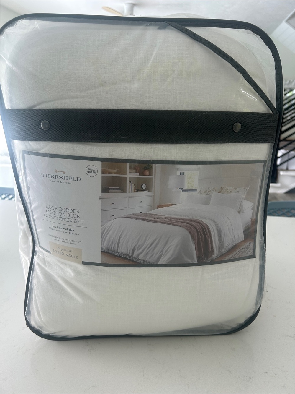 Threshold Lace Border Cotton Slub Comforter Set - White